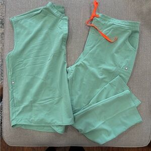 Figs Green‎ Scrub Nurse Set 2X / XXL Orange Drawstring scrubs